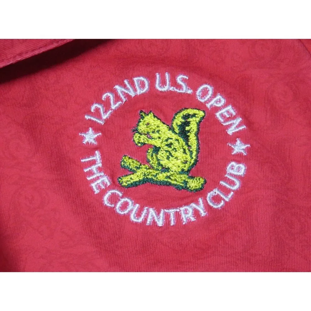 Mens USGA Squirrel Polo Short Sleeve Bright Red M Golf Shirt Polyester US OPEN - Picture 7 of 11